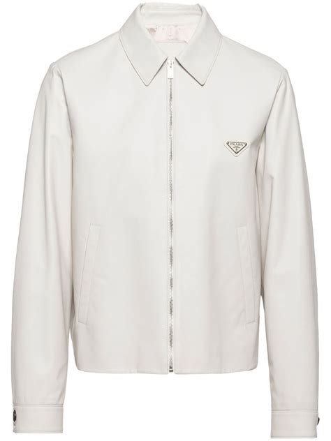 prada white bomber jacket|Prada nappa leather bomber jacket.